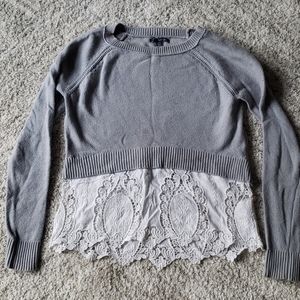 AE gray sweater with lace bottom